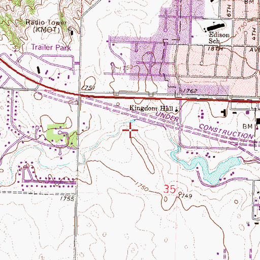 Topographic Map of Dakota Square, ND