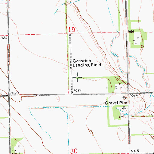 Topographic Map of Gensrich Airport, ND