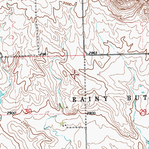 Topographic Map of Rainy Butte, ND