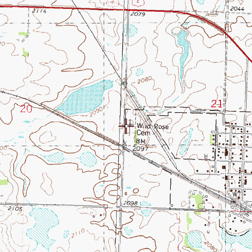 Topographic Map of Wild Rose Cemetery, ND
