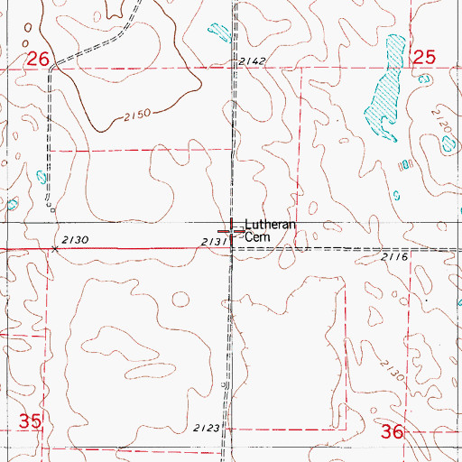 Topographic Map of Marienburg Cemetery, ND