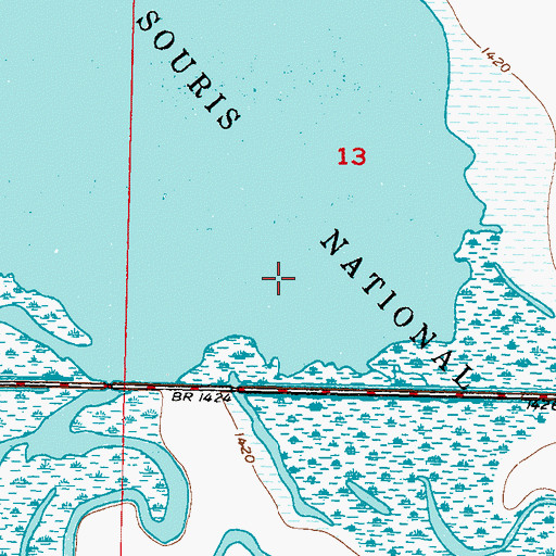 Topographic Map of J Clark Salyer National Wildlife Refuge, ND