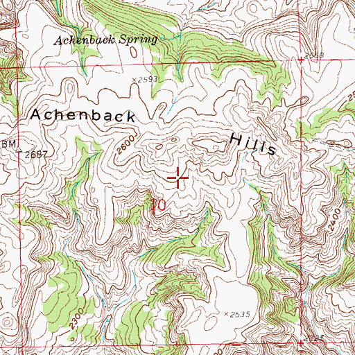 Topographic Map of Achenbach Hills, ND