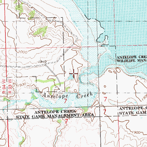 Topographic Map of Antelope Creek, ND