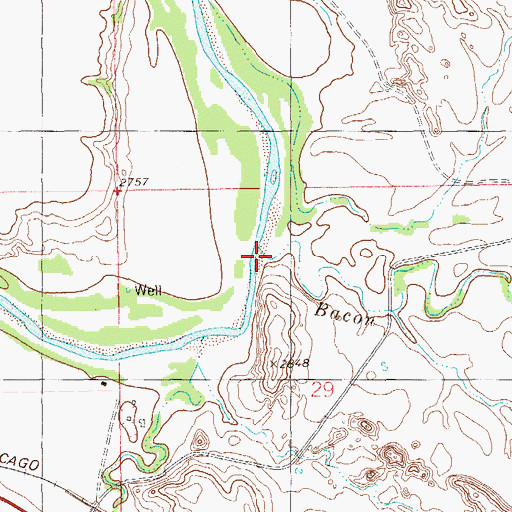 Topographic Map of Bacon Creek, ND