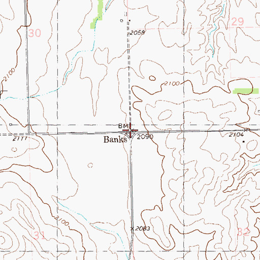 Topographic Map of Banks, ND