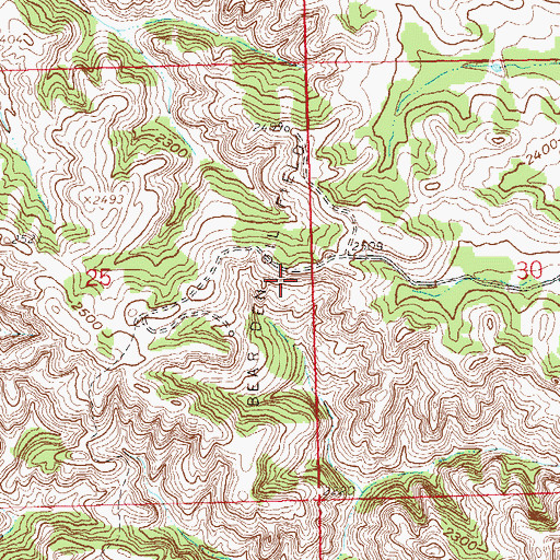 Topographic Map of Bear Den Oil Field, ND
