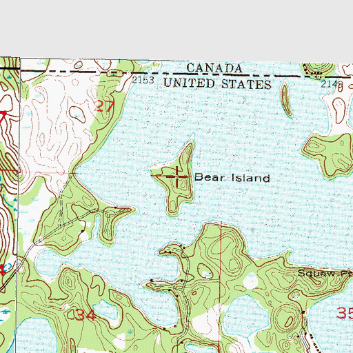 Topographic Map of Bear Island, ND