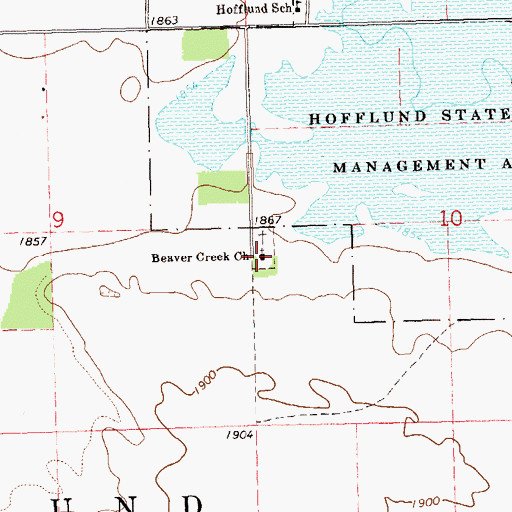 Topographic Map of Beaver Creek Church, ND