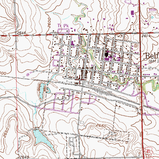 Topographic Map of Belfield, ND