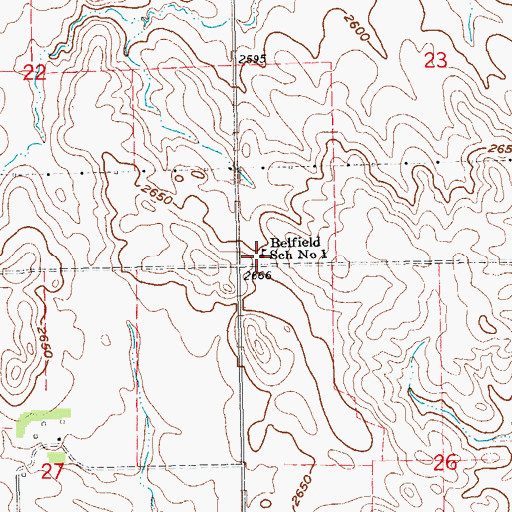 Topographic Map of Belfield School Number 1, ND
