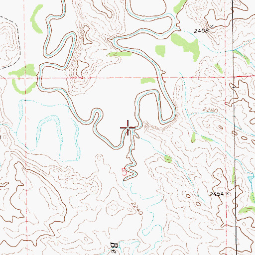 Topographic Map of Bell Lake Creek, ND