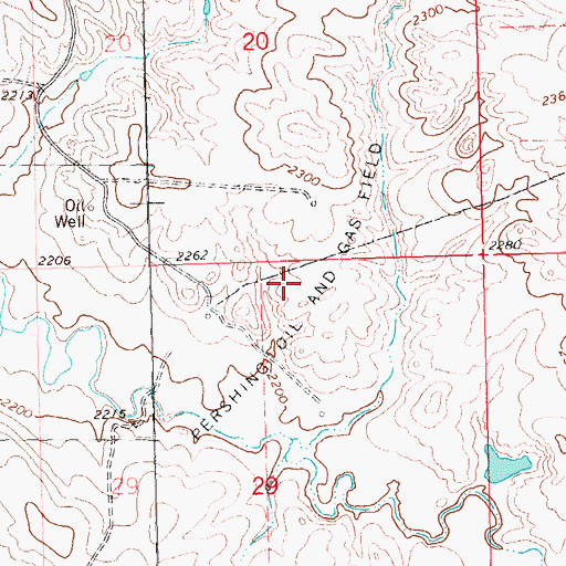 Topographic Map of Pershing Oil and Gas Field, ND