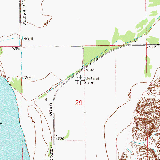 Topographic Map of Bethel Cemetery, ND