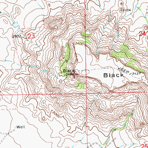 Topographic Map of Black Butte, ND