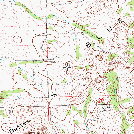 Topographic Map of Blue Buttes, ND