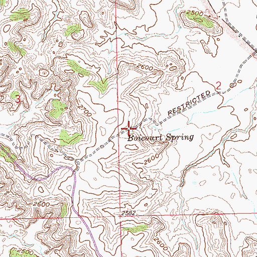Topographic Map of Boicourt Spring, ND