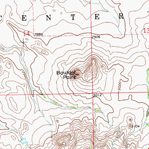 Topographic Map of Boulder Point, ND