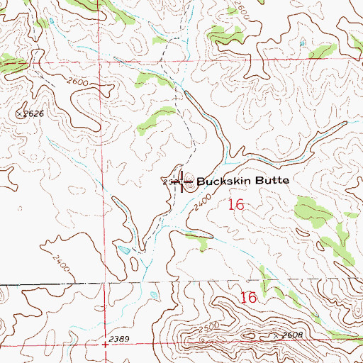 Topographic Map of Buckskin Butte, ND