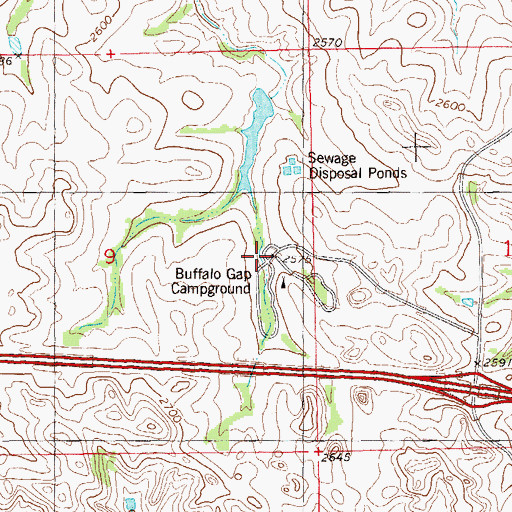 Topographic Map of Buffalo Gap Campground, ND