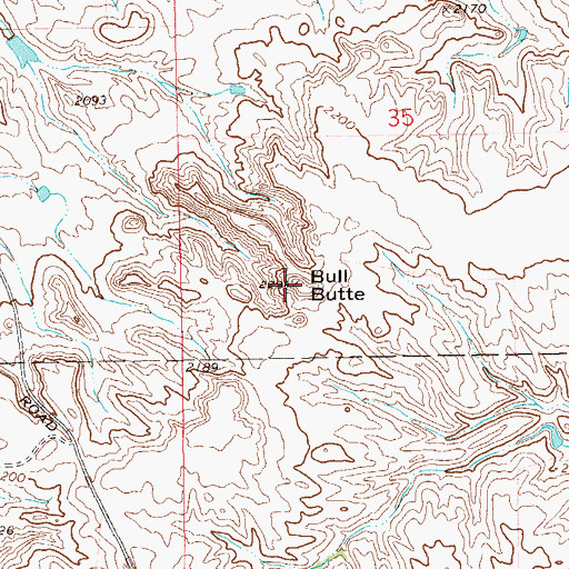 Topographic Map of Bull Butte, ND