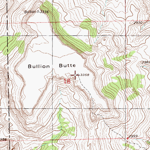 Topographic Map of Bullion Butte, ND