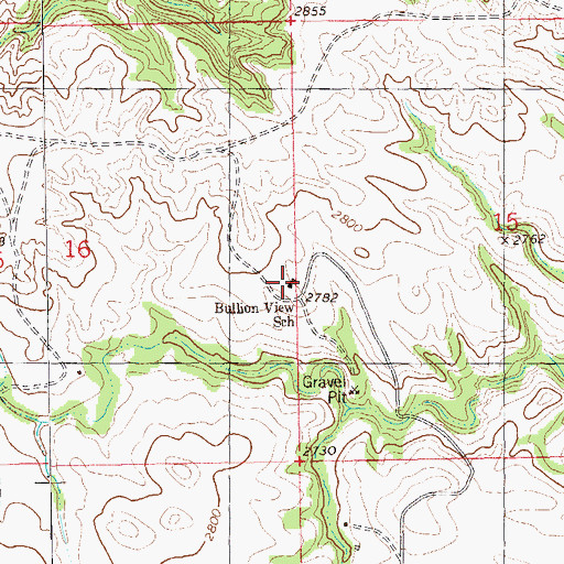 Topographic Map of Bullion View School, ND