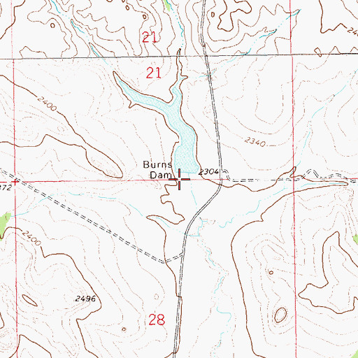 Topographic Map of Burns Dam, ND