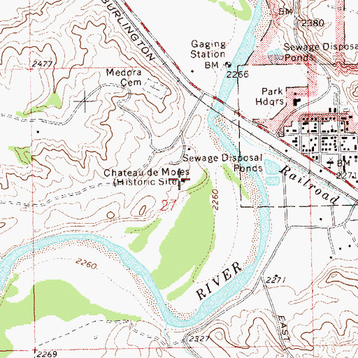 Topographic Map of Chateau de Mores (historical), ND