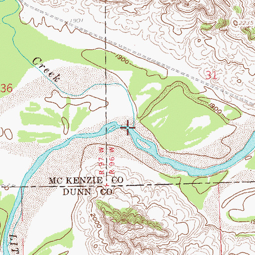 Topographic Map of Cherry Creek, ND