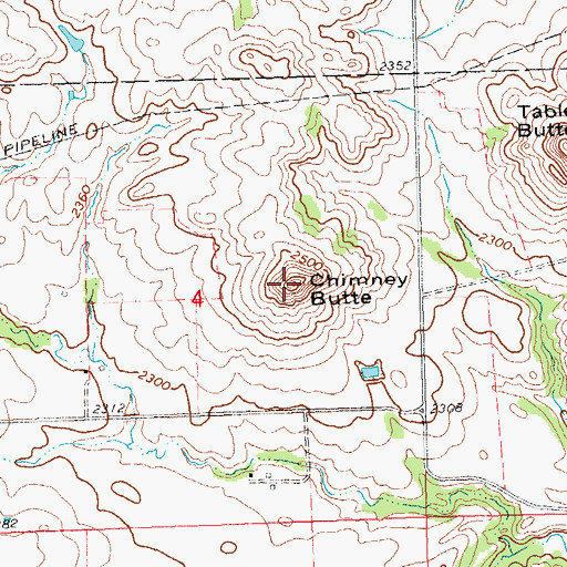 Topographic Map of Chimney Butte, ND