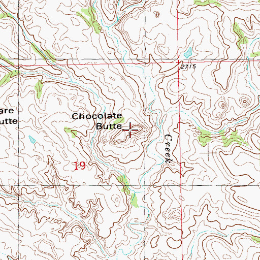 Topographic Map of Chocolate Butte, ND