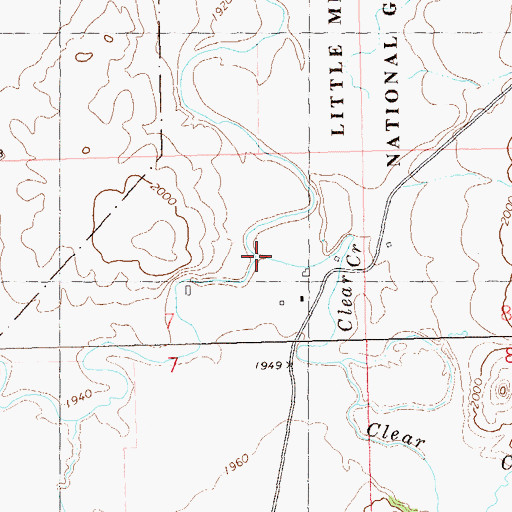 Topographic Map of Clear Creek, ND