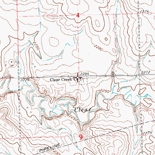Topographic Map of Clear Creek Church, ND