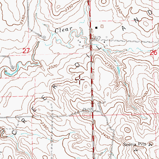 Topographic Map of Clear Creek Oil and Gas Field, ND