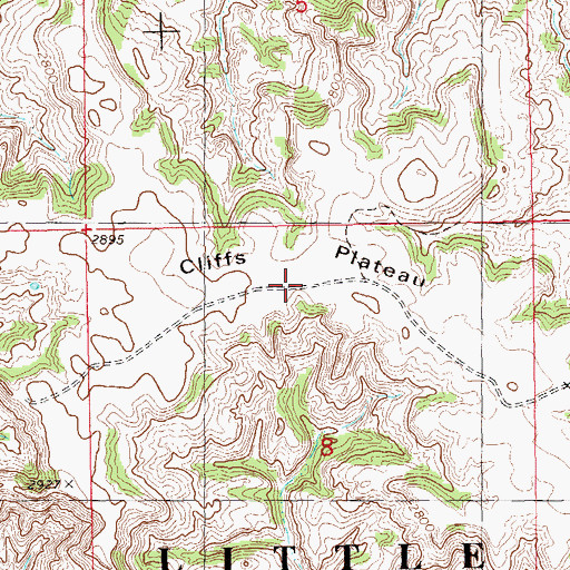 Topographic Map of Cliffs Plateau, ND