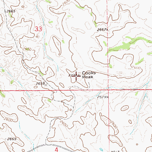 Topographic Map of Cooks Peak, ND