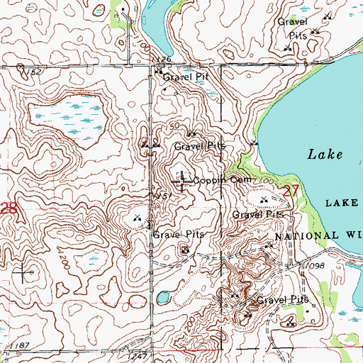 Topographic Map of Coppin Cemetery (historical), ND