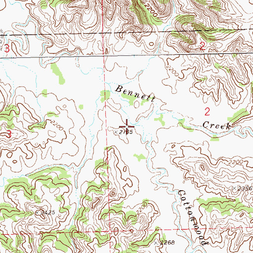 Topographic Map of Cottonwood Creek, ND