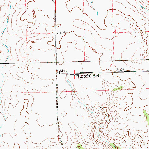 Topographic Map of Croff School, ND