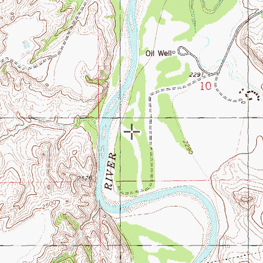 Topographic Map of Custers Wash, ND