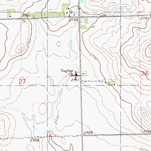 Topographic Map of Daglum Church, ND