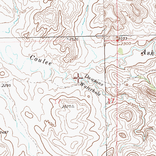 Topographic Map of Dawsons Waterhole, ND