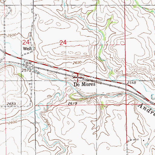 Topographic Map of De Mores, ND