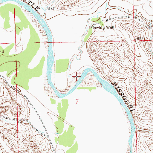 Topographic Map of Deep Creek, ND