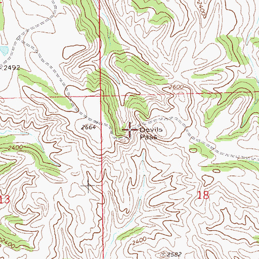 Topographic Map of Devils Pass, ND