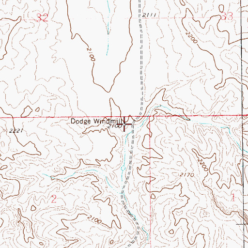 Topographic Map of Dodge Windmill, ND