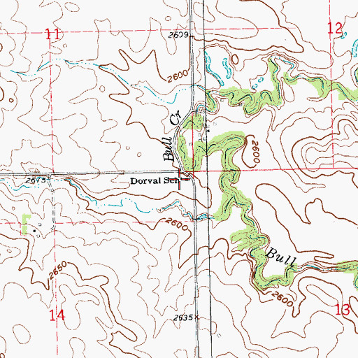 Topographic Map of Dorval School, ND