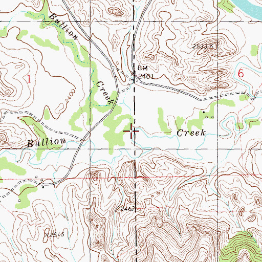 Topographic Map of Dry Bullion Creek, ND