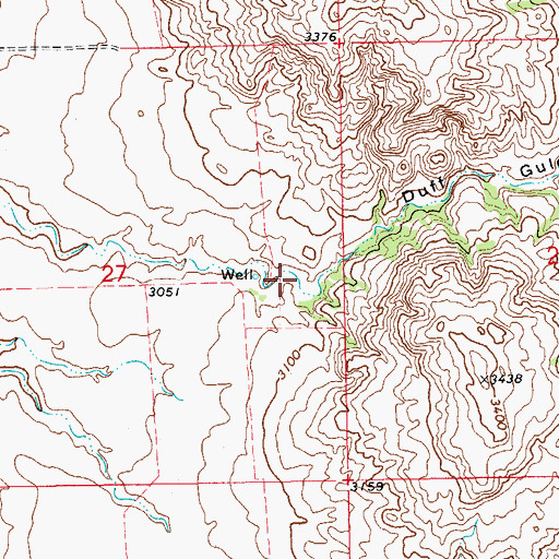 Topographic Map of Duff Gulch, ND